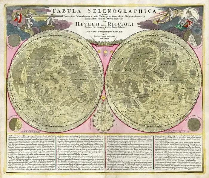 Framed Print : Early Moon Map Print, 1730 Engraving Framed Print : Early Moon Map Print, 1730 Engraving