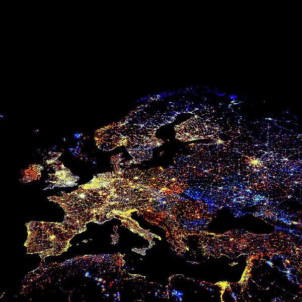 Europe at night, 1993-2003 changes