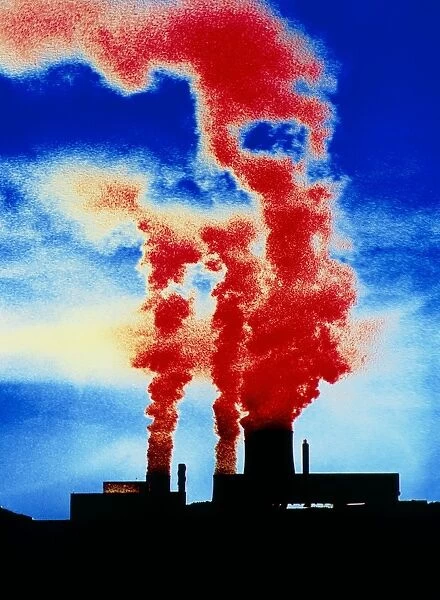 False-colour photograph of industrial pollution