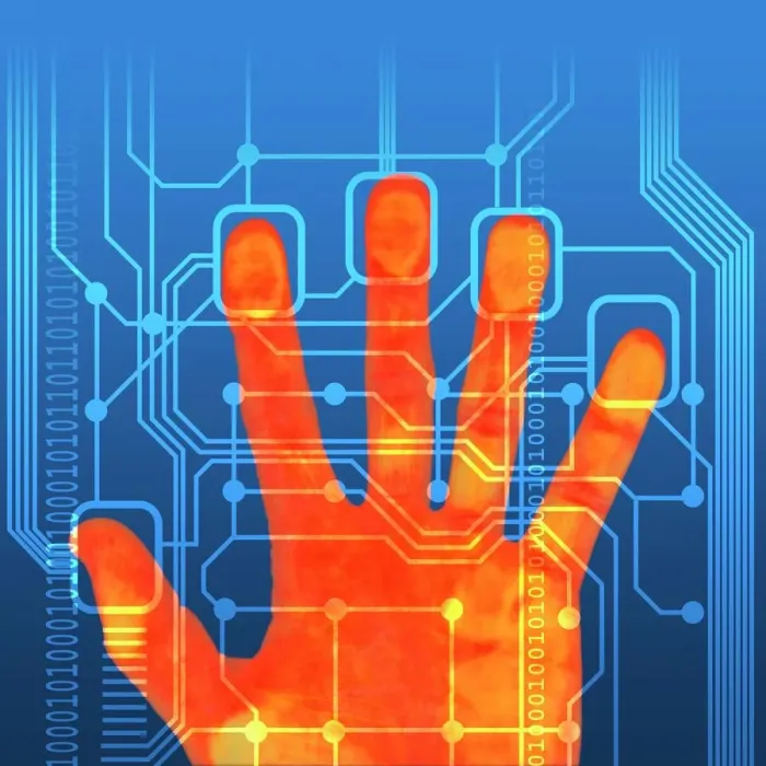 Framed Print : Fingerprint scanner print Framed Print : Fingerprint scanner print