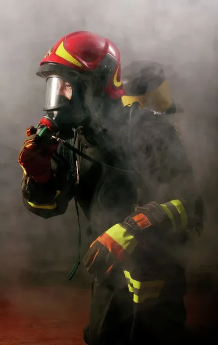 Framed Print : Firefighter in Smoke-Filled Training Room Print Framed Print : Firefighter in Smoke-Filled Training Room Print