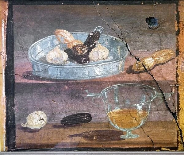Food and glass dishes, Roman fresco