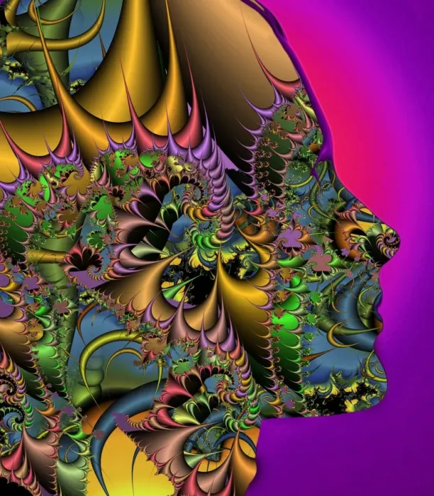 Framed Print : Fractal Pattern and Human Face Print Framed Print : Fractal Pattern and Human Face Print