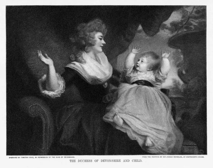 Framed Print : A print of Georgiana, Duchess of Devonshire, with her first child Framed Print : A print of Georgiana, Duchess of Devonshire, with her first child