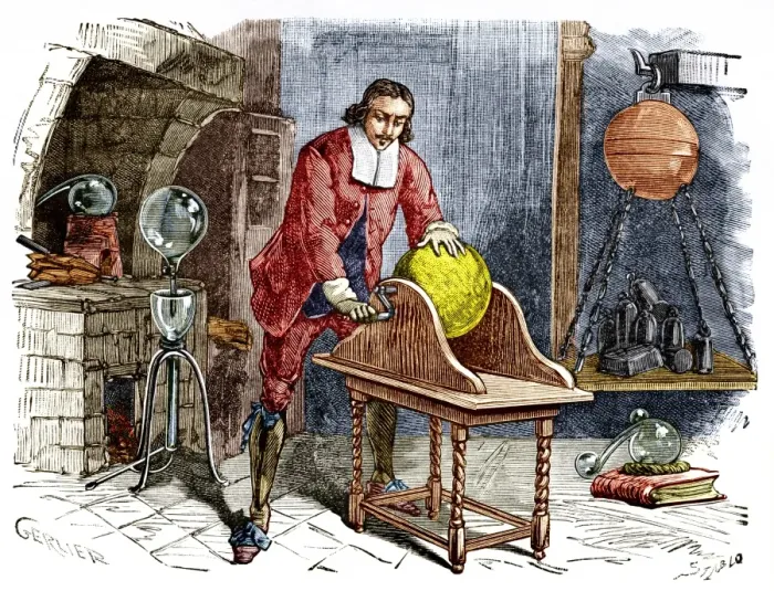 Framed Print : Print of Guericke's static electricity generator, a sulphur ball with sparks Framed Print : Print of Guericke's static electricity generator, a sulphur ball with sparks