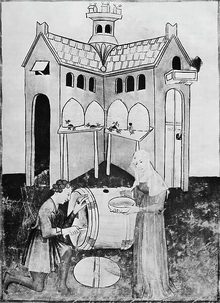 Harvesting honey, 15th century