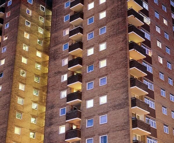High-rise flats at night