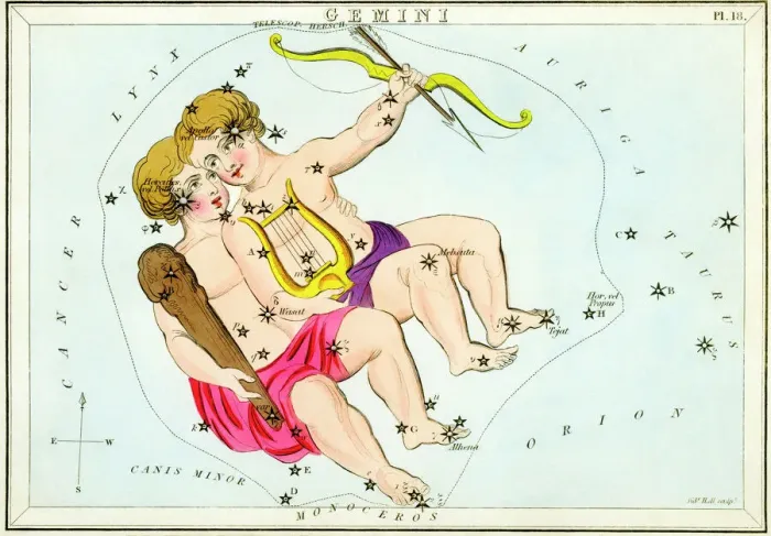 Framed Print : Gemini Constellation Print, 19th century