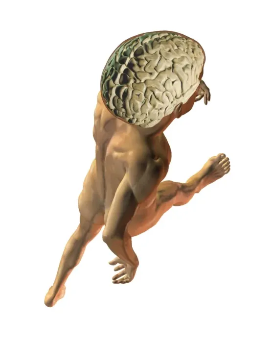 Framed Print : Brain on Walking Man Print Framed Print : Brain on Walking Man Print