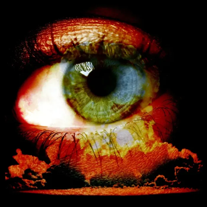 Framed Print : Human Eye and Nuclear Explosion Print Framed Print : Human Eye and Nuclear Explosion Print