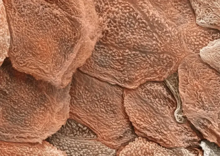 Framed Print : Human Skin Print, SEM Image of Epidermis