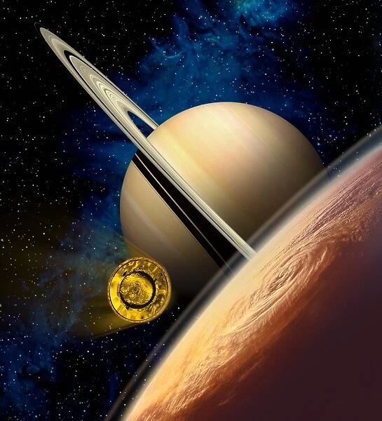 Huygens probe at Titan, artwork