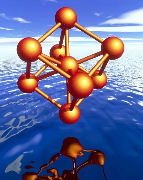 Iron molecule over water