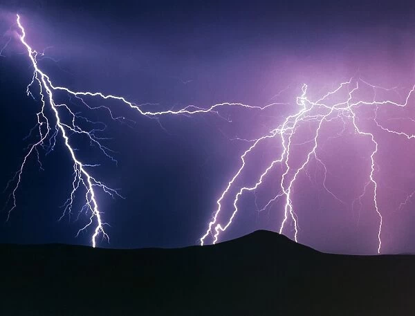 Lightning strikes at night, New Mexico, USA