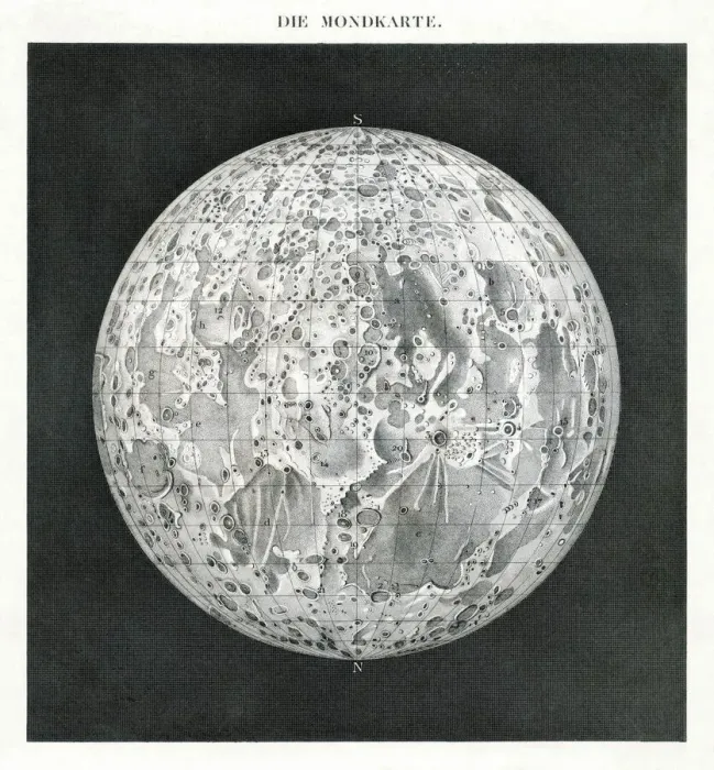 Framed Print : Lunar Map Print 1854 Framed Print : Lunar Map Print 1854