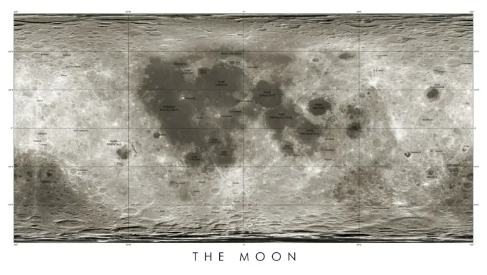 Framed Print : Lunar Map Print: Near and Far Side