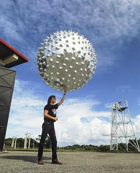 Meteorologist with Jimsphere weather balloon