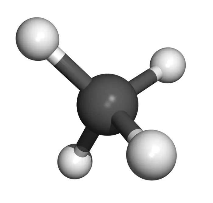 Framed Print : Computer model of a methane molecule, print Framed Print : Computer model of a methane molecule, print