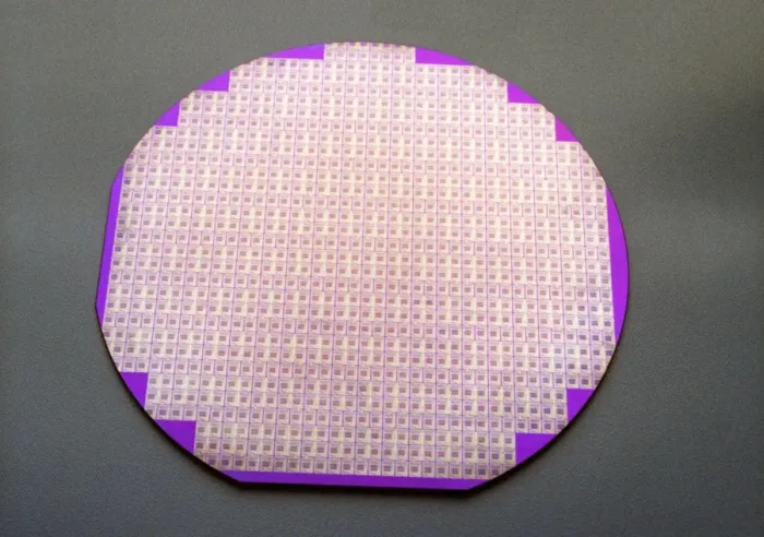 Framed Print : Microchips Print: Silicon Wafer with 800 Identical Microcircuits