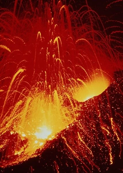 Night view of eruption of Alaid Volcano, CIS