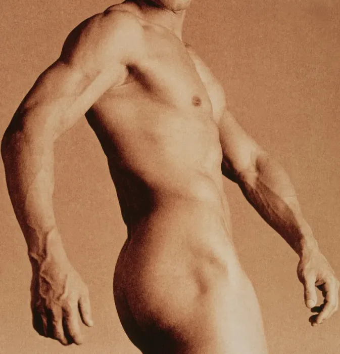 Framed Print : Nude man Print, twisting at the waist Framed Print : Nude man Print, twisting at the waist