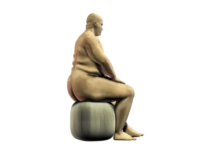 Framed Print : Obese Man Print - Side View Framed Print : Obese Man Print - Side View