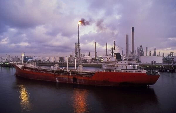 Oil tanker and storage tanks, rotterdam