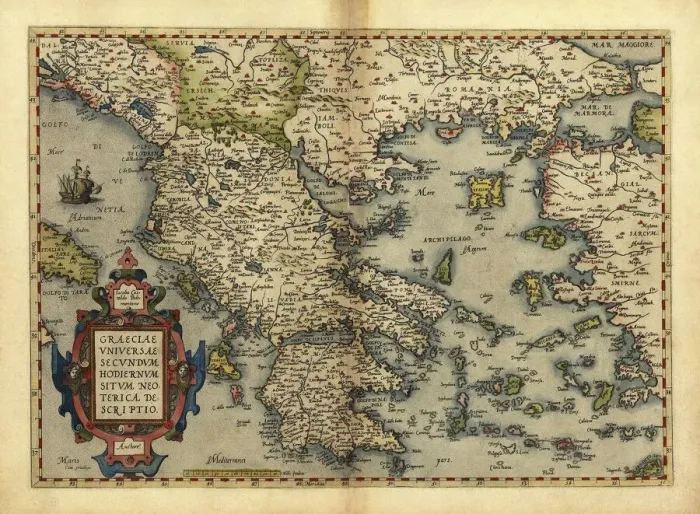 Framed Print : 1570 Ortelius Map of Greece Print Framed Print : 1570 Ortelius Map of Greece Print