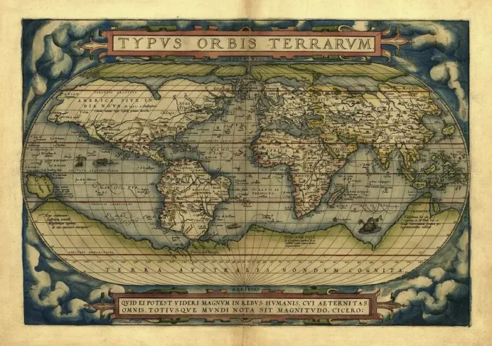 Framed Print : 1570 Orteliuss world map print Framed Print : 1570 Orteliuss world map print