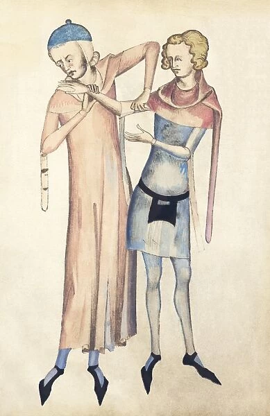 Pulse measurement, 14th century artwork