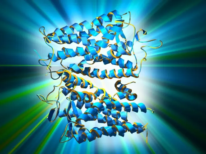 Framed Print : Computer model of the opsin protein Framed Print : Computer model of the opsin protein