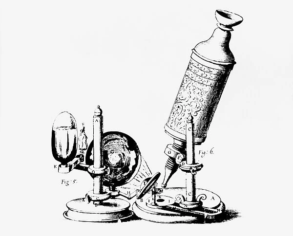 Robert Hookes microscope in Micrographia 1665