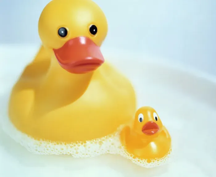 Framed Print : Rubber Duck Print in a Foamy Bath Framed Print : Rubber Duck Print in a Foamy Bath