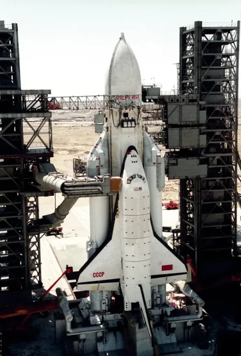 Framed Print : Print of the Russian Buran space shuttle on launchpad Framed Print : Print of the Russian Buran space shuttle on launchpad