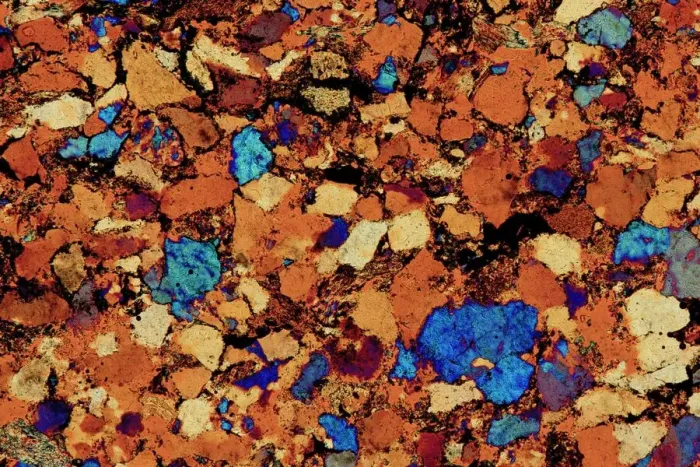 Framed Print : Sandstone Print, Polarized Light Micrograph Framed Print : Sandstone Print, Polarized Light Micrograph