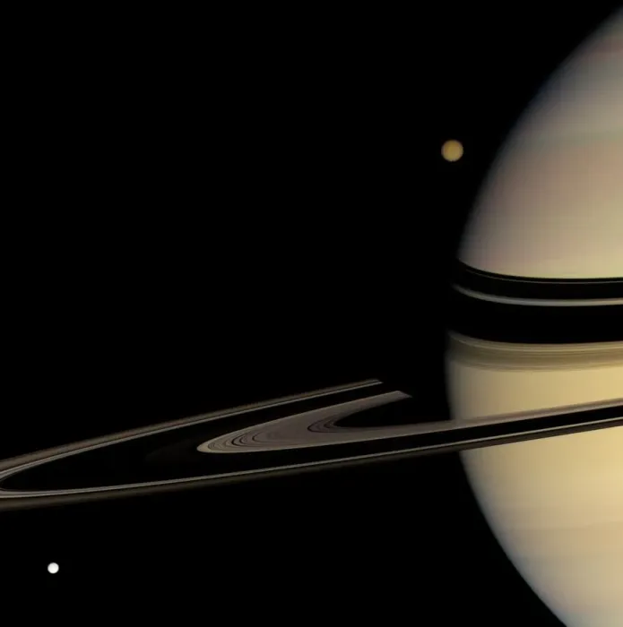 Framed Print : Saturn Print: Cassini Image of Rings and Moons Framed Print : Saturn Print: Cassini Image of Rings and Moons