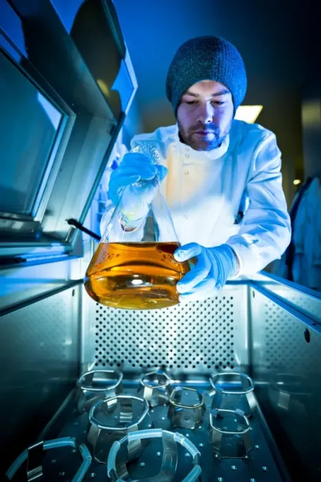 Framed Print : Scientist using sample agitator Print Framed Print : Scientist using sample agitator Print