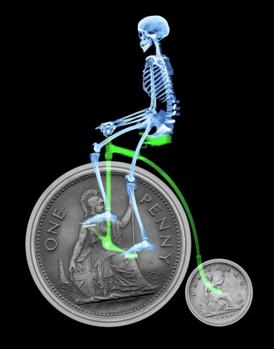 Framed Print : Skeleton on a penny farthing Print Framed Print : Skeleton on a penny farthing Print