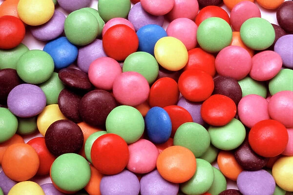 Smarties. Sweets showing a variety of naturally derived colourings