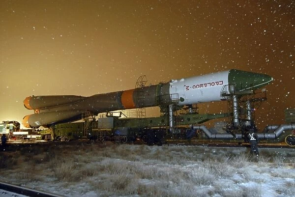 Soyuz rocket travelling to launchpad