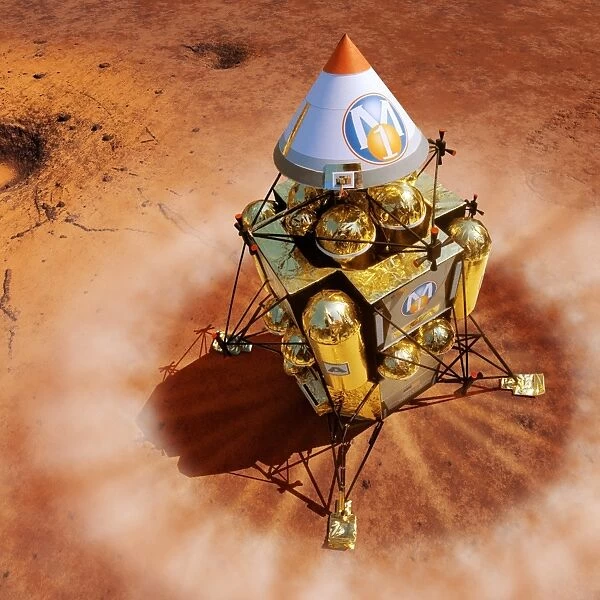 Spacecraft lands on Mars, artwork