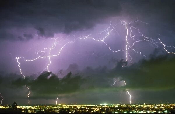 Summer lightning storm over Tucson