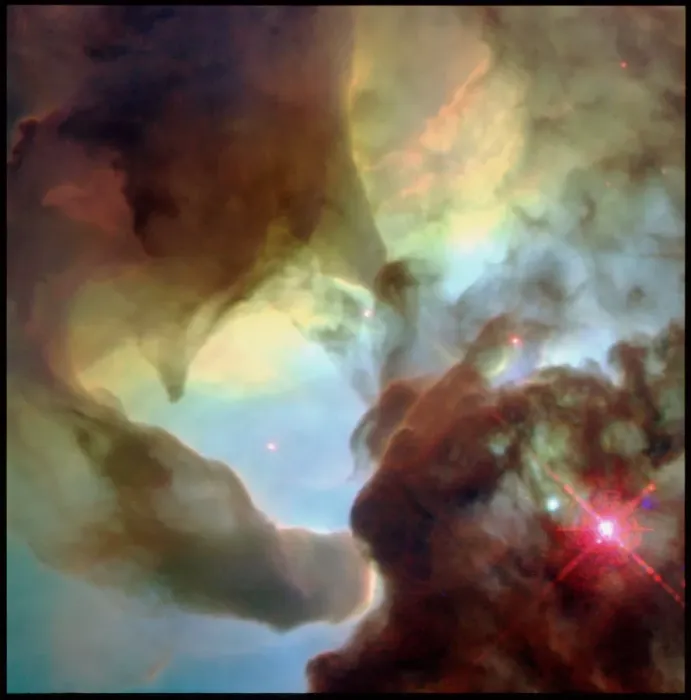 Framed Print : Hubble Telescope Print of Tornado-like Structures in the Lagoon Nebula Framed Print : Hubble Telescope Print of Tornado-like Structures in the Lagoon Nebula