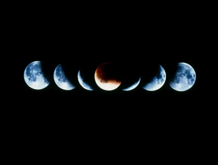 Framed Print : Time-lapse image of a total lunar eclipse, printed as a photograph Framed Print : Time-lapse image of a total lunar eclipse, printed as a photograph