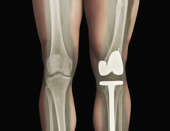 Framed Print : Total Knee Replacement Print, X-ray of Left Leg