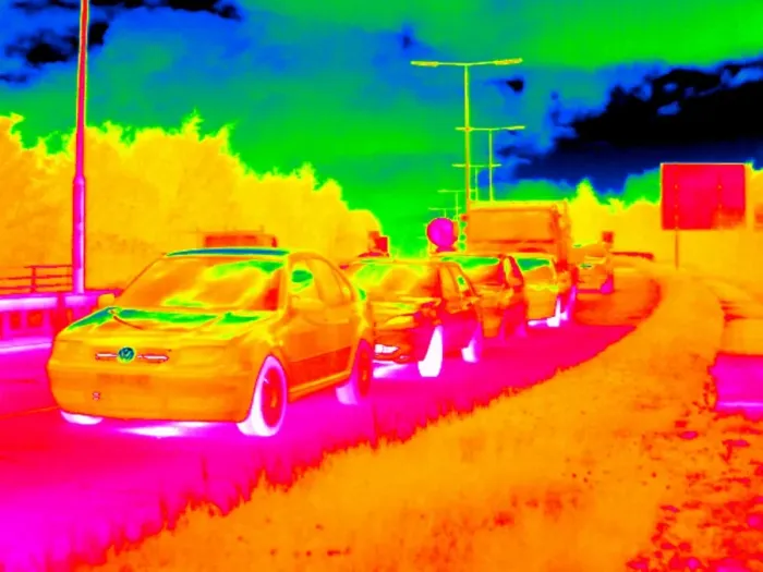 Framed Print : Thermogram Print of Vehicles in a Traffic Jam Framed Print : Thermogram Print of Vehicles in a Traffic Jam