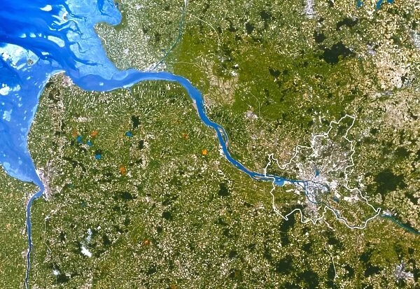 True-colour satellite image of Hamburg, Germany