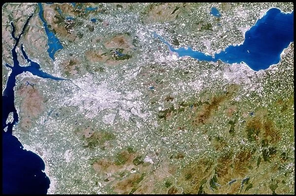 True-colour satellite image of southern Scotland