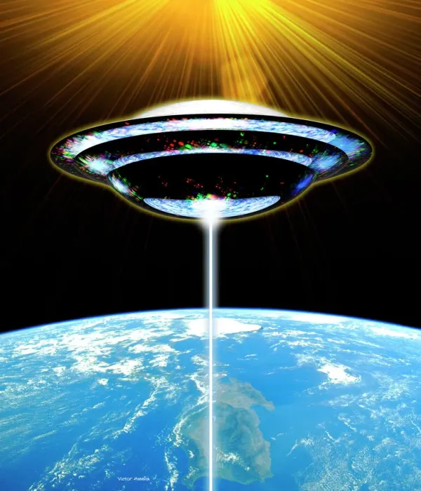 Framed Print : Print of a UFO above Earth Framed Print : Print of a UFO above Earth