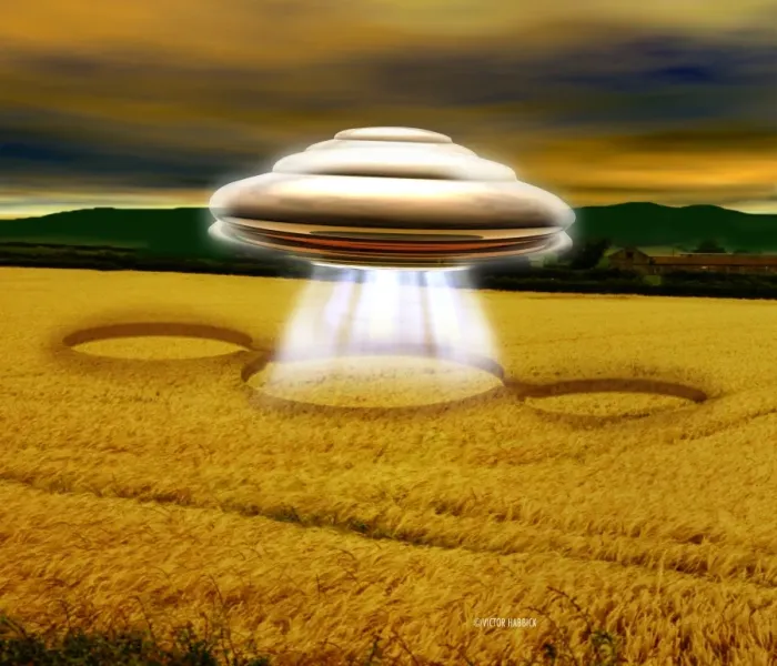 Framed Print : UFO Making Crop Circles Print Framed Print : UFO Making Crop Circles Print